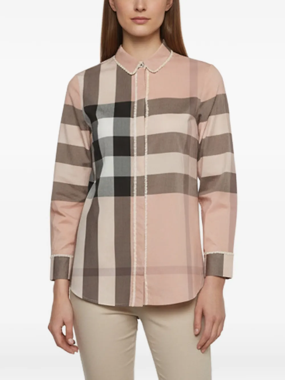 Burberry Pre-Owned check-print lace-trim shirt - Rosa
