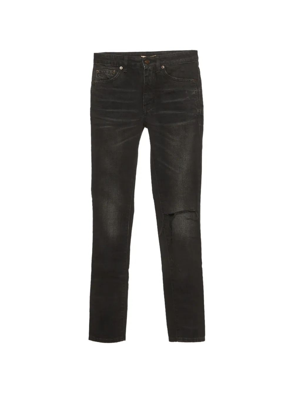 Saint Laurent Pre-Owned distressed slim-fit jeans - Nero