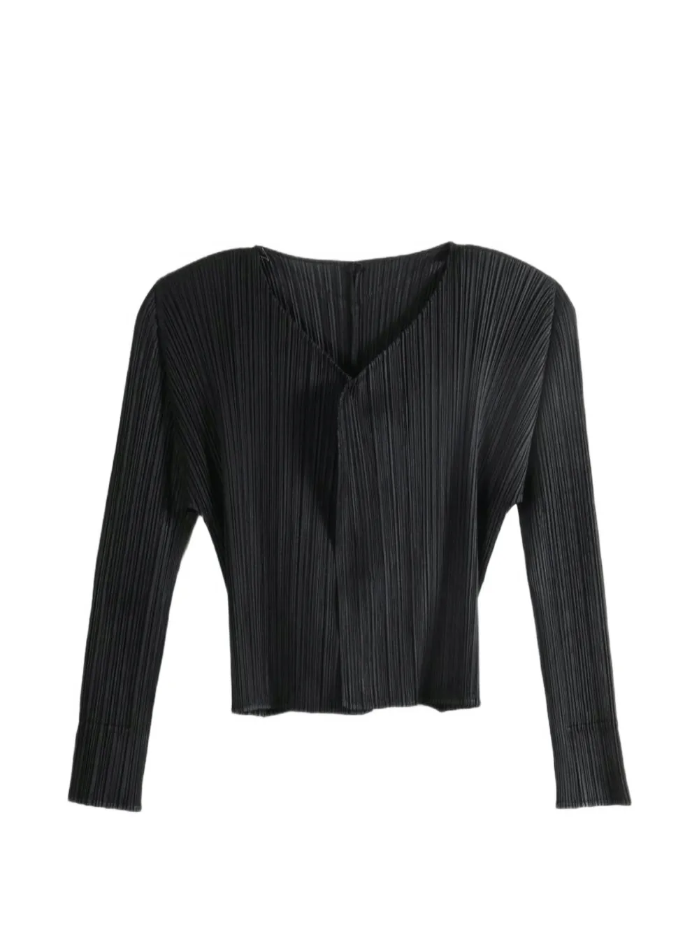 Pleats Please Issey Miyake pleated V-neck cardigan - Black