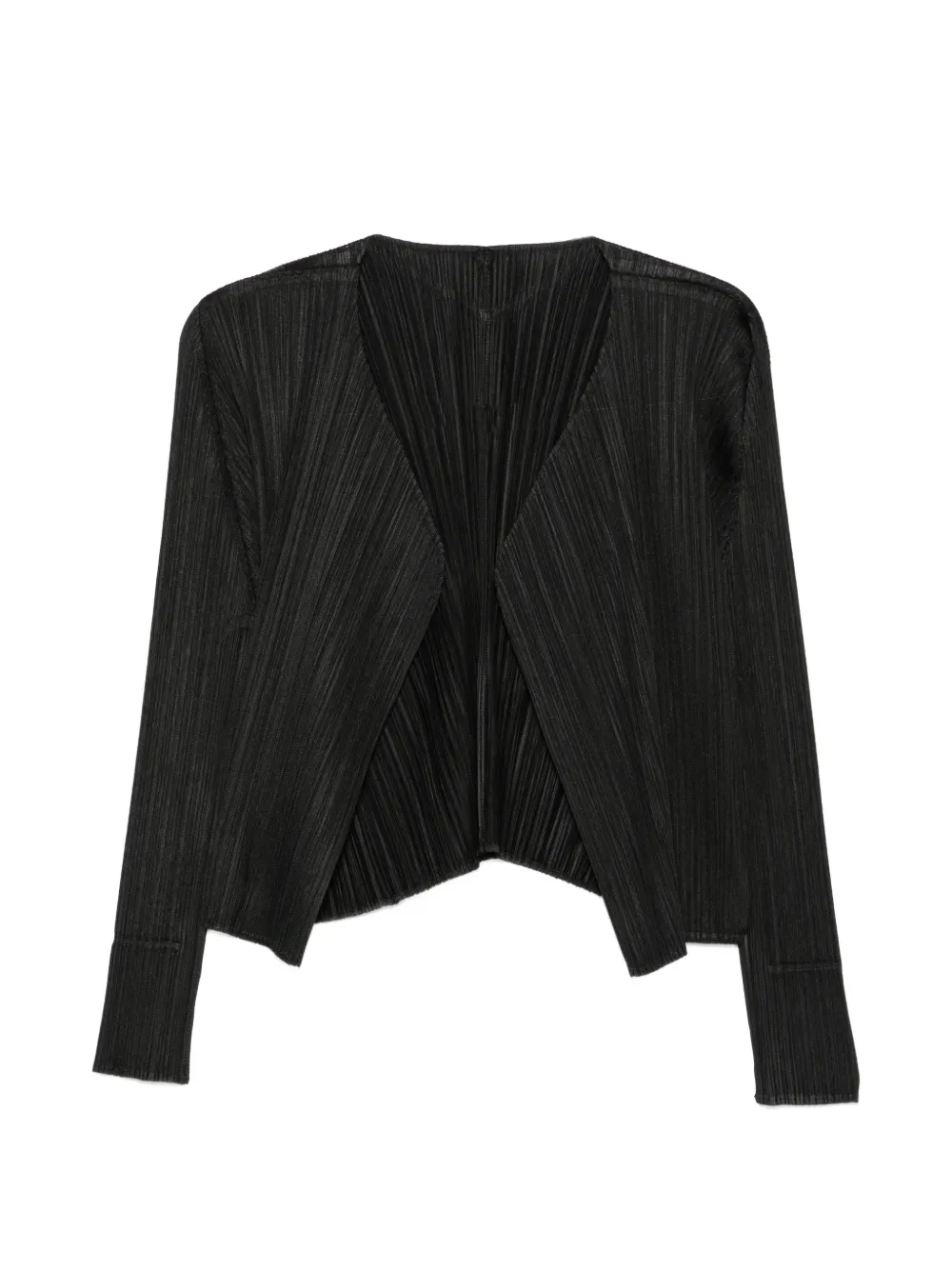 Pleats Please Issey Miyake Plissierter Cardigan mit V-Ausschnitt - Schwarz