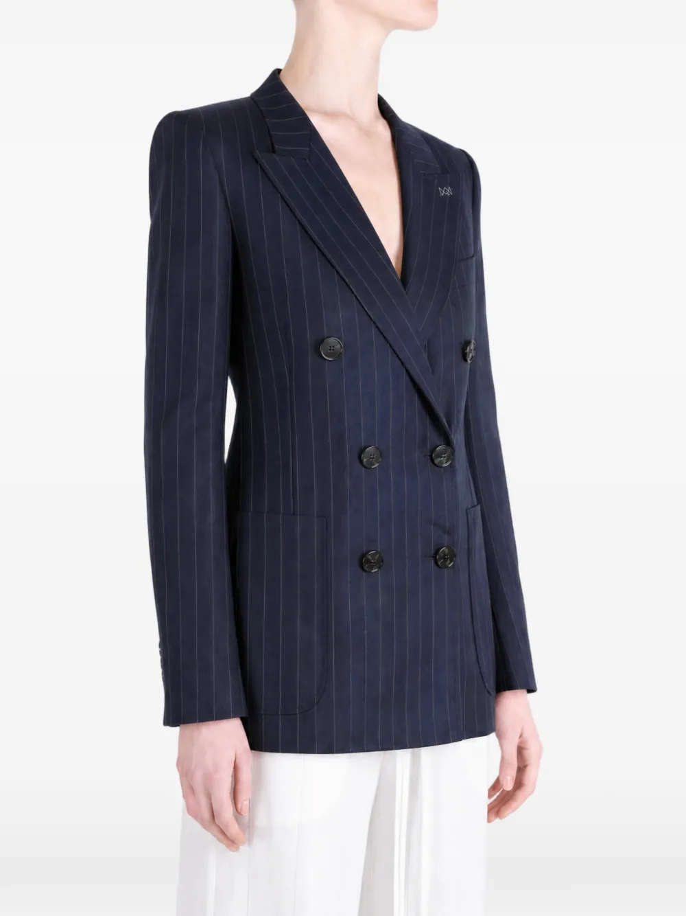 Givenchy Jack met krijtstreep en dubbele rij knopen Blauw