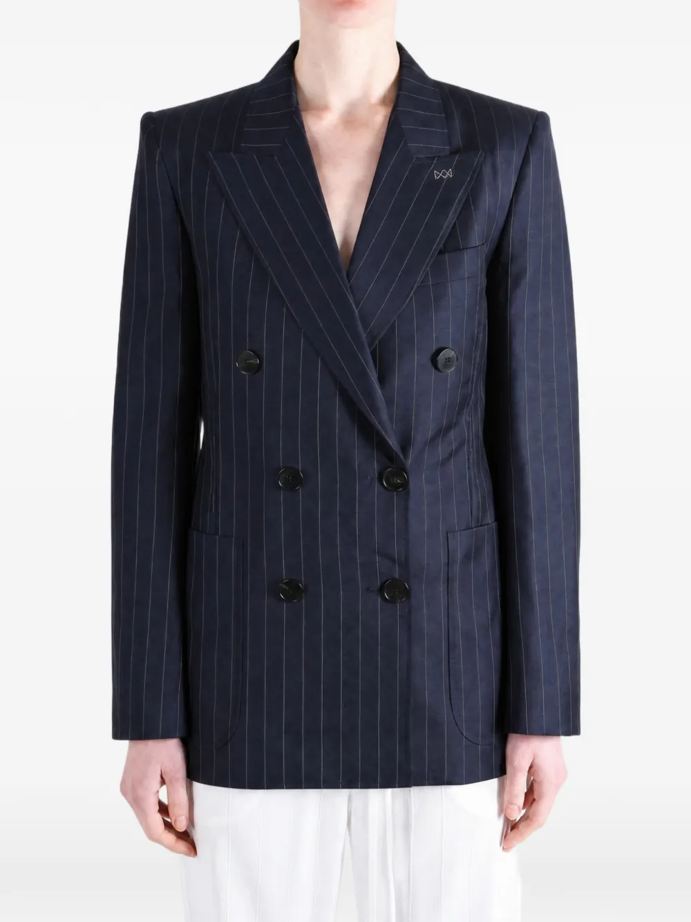 Givenchy Jack met krijtstreep en dubbele rij knopen Blauw