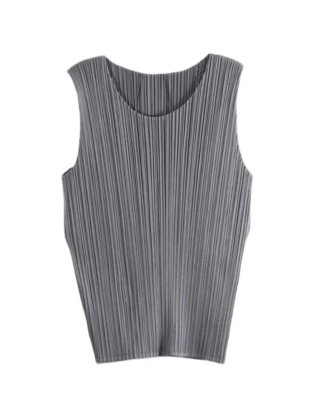 Pleats Please Issey Miyake pleated sleeveless top - Grigio