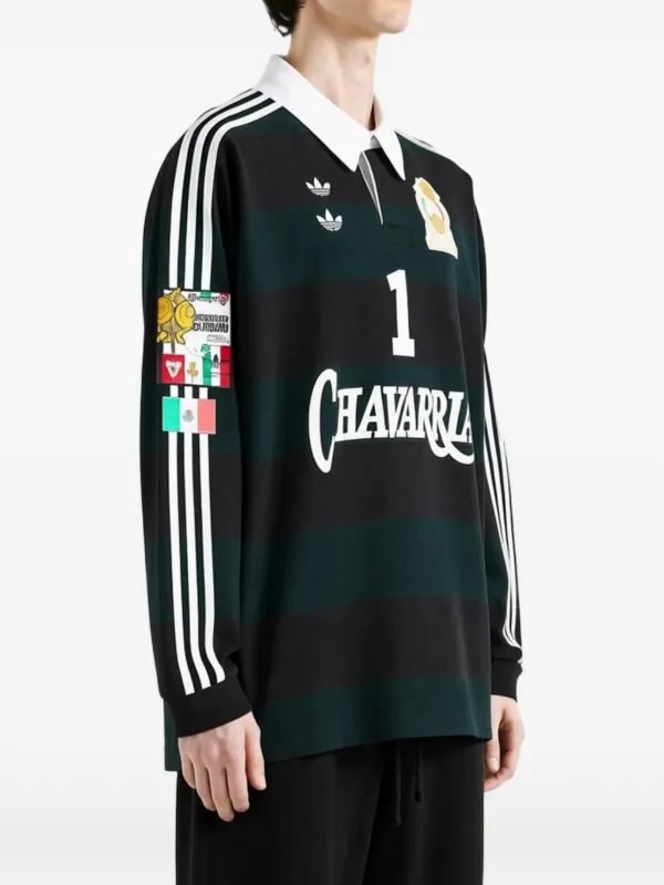 WILLY CHAVARRIA ワッフルレイヤードロングスリーブTシャツ Adidas x Willy Chavarria Striped long-sleeve Sweater | Green