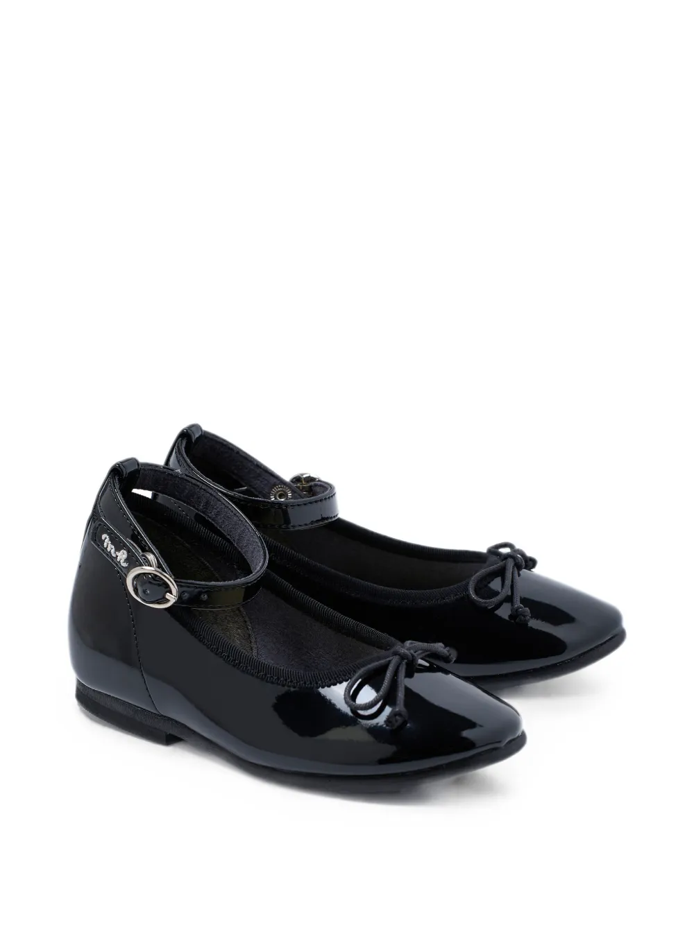Miki House ankle-strap bow ballet flats - Nero