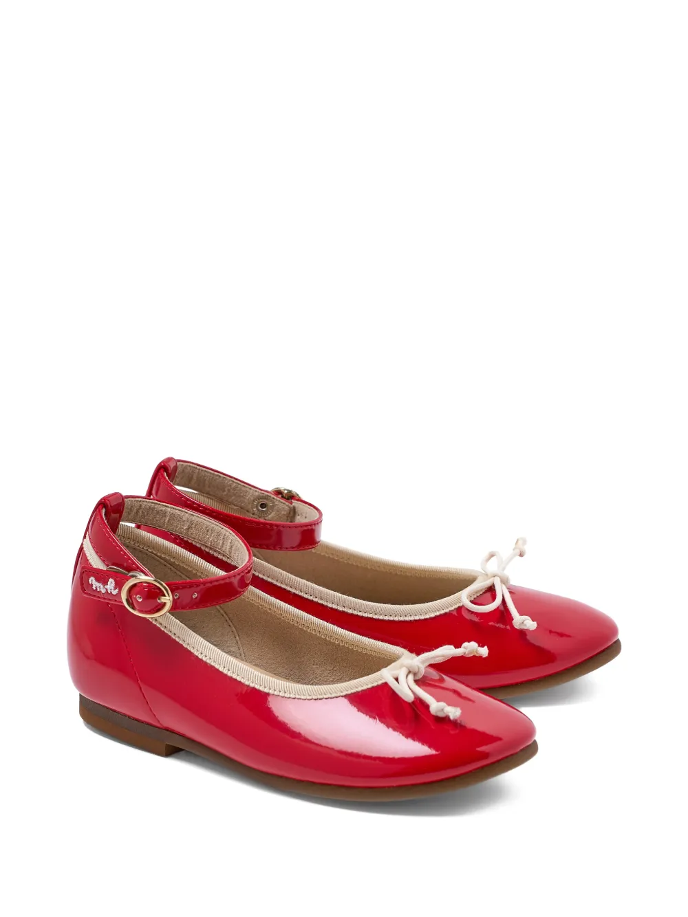 Miki House ankle-strap bow ballet flats Rood