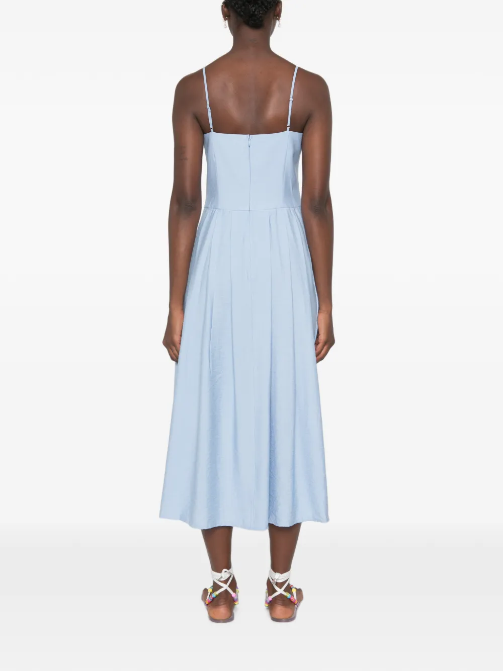 Stine Goya Jurk met spaghettibandjes en ruches Blauw