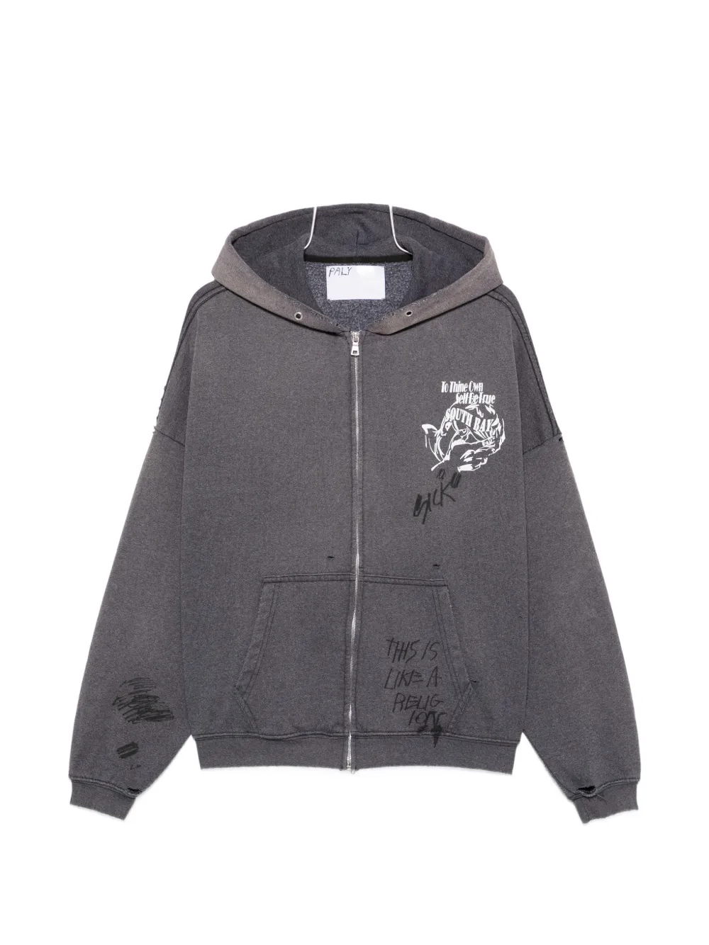 Paly Print-detail Long-sleeve Hoodie In Gray