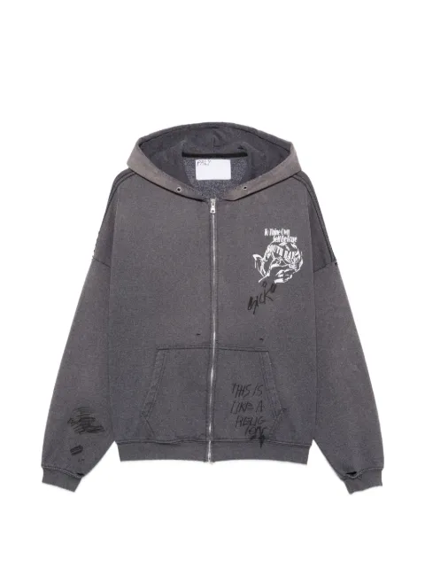 Paly print-detail long-sleeve hoodie