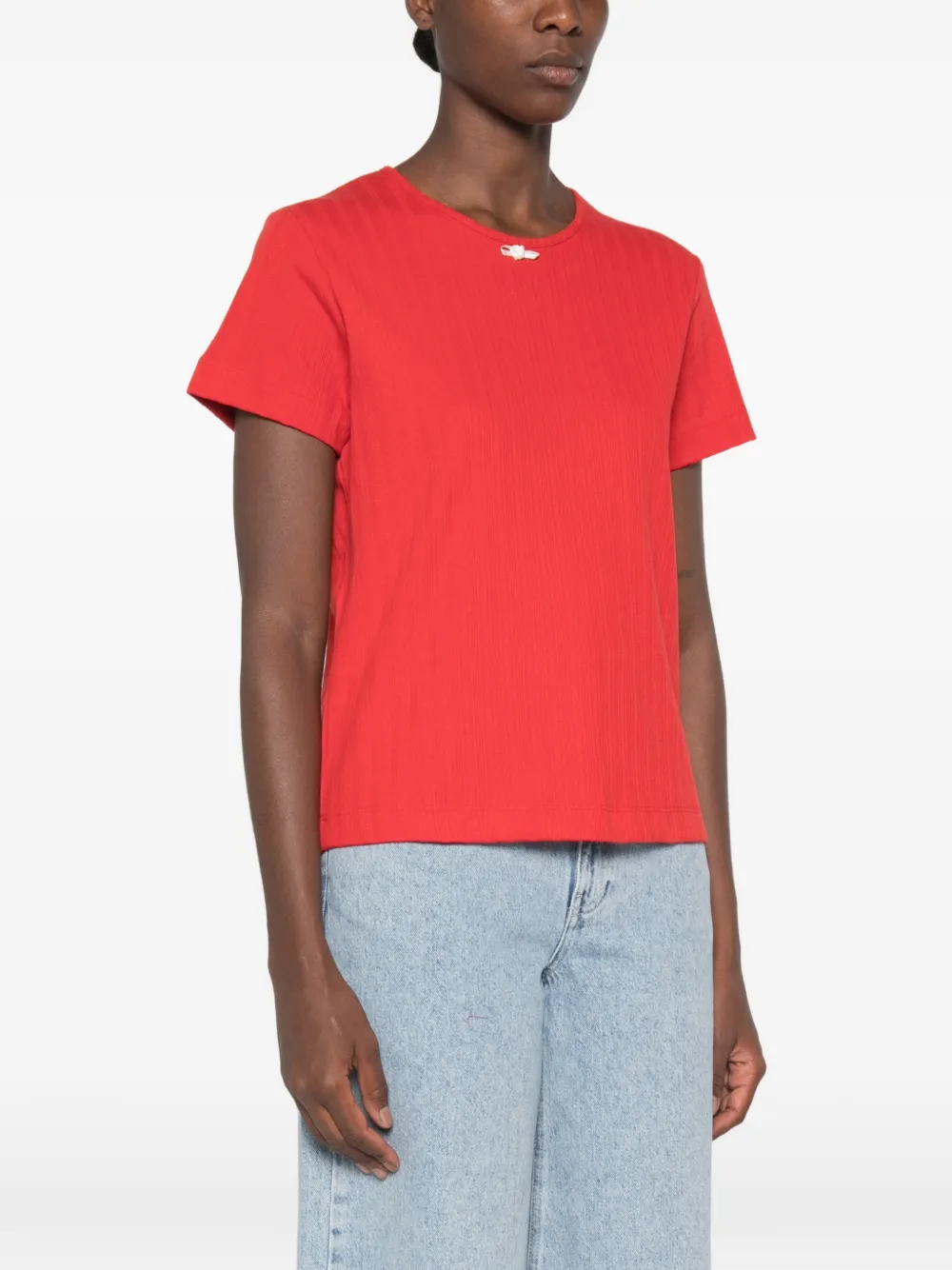 Stine Goya Geribbeld T-shirt met strikdetail Rood