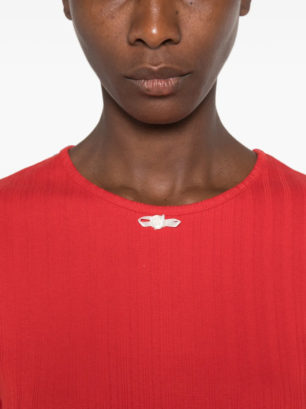 Stine Goya Geribbeld T-shirt met strikdetail Rood