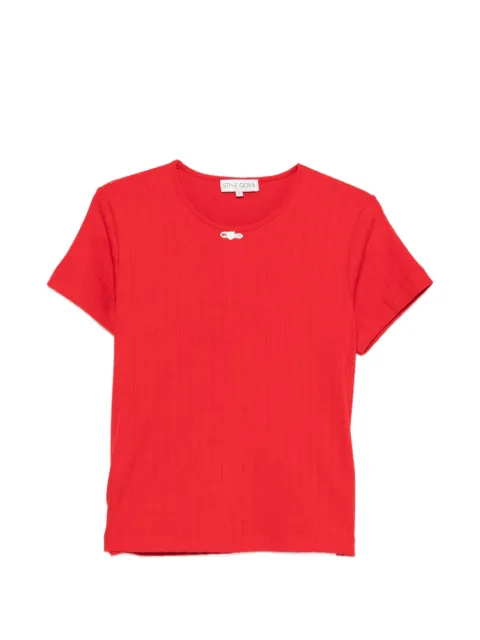 Stine Goya playera de canalé con detalle de moño