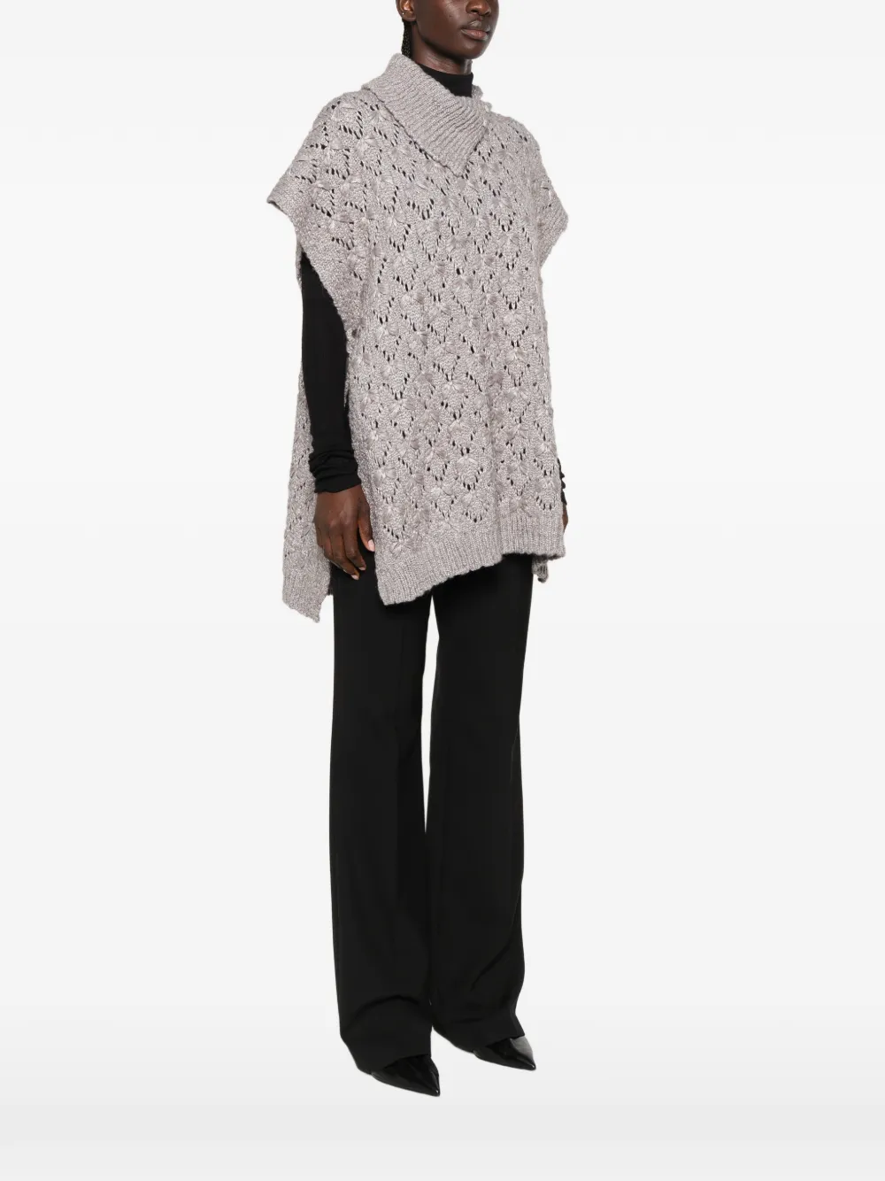 Fabiana Filippi Opengebreide poncho Grijs