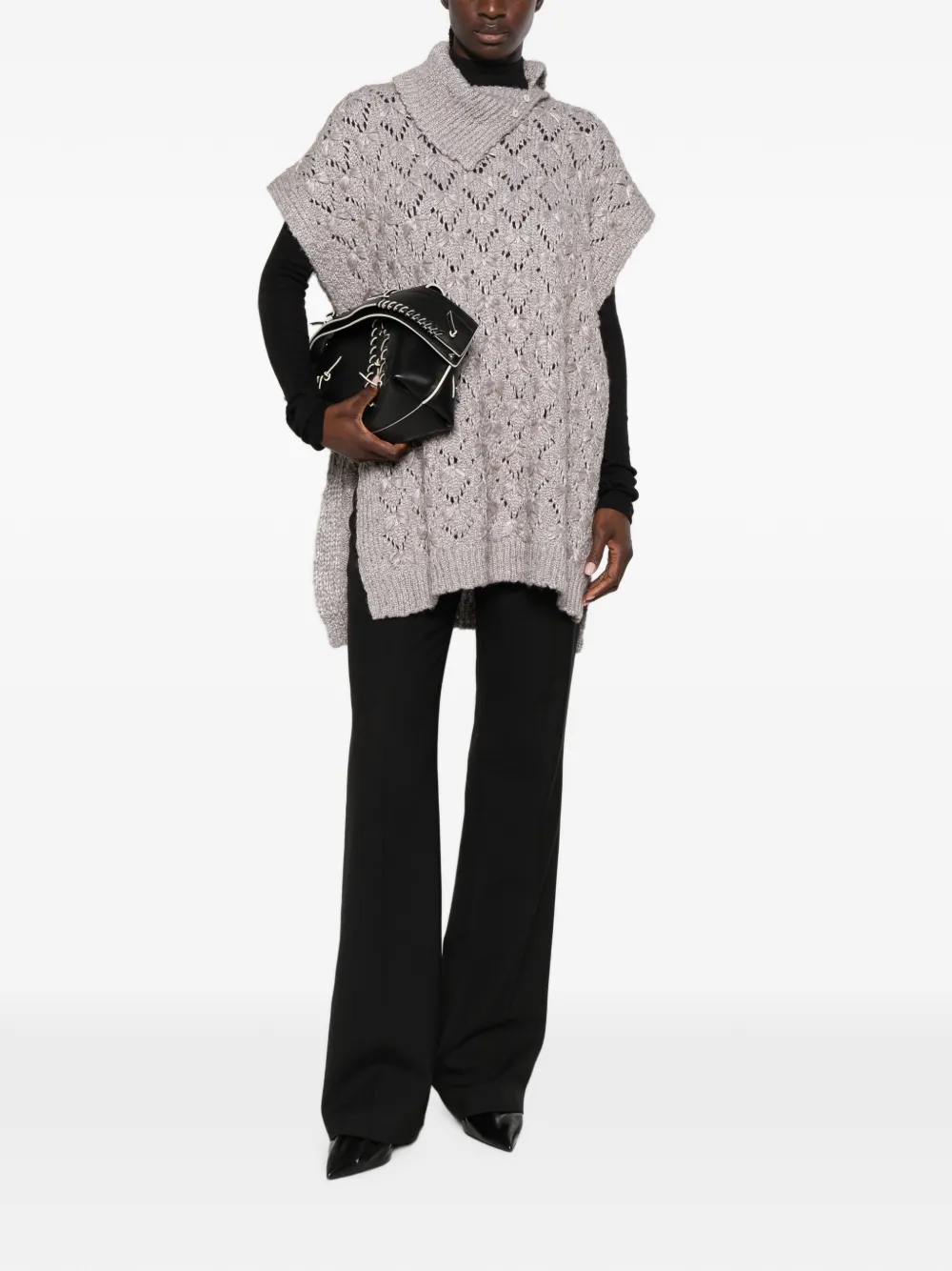 Fabiana Filippi Opengebreide poncho Grijs