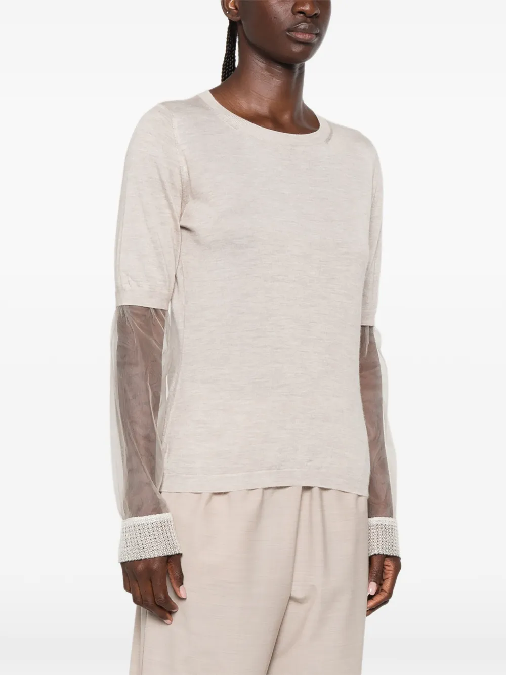Fabiana Filippi Top met doorzichtig vlak Beige