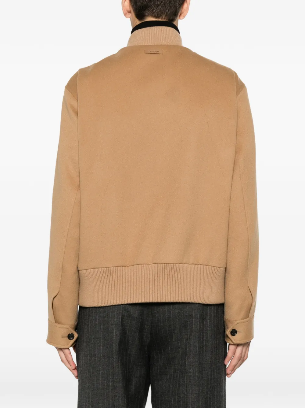 Lardini Button-up jack met geribbelde afwerking Beige