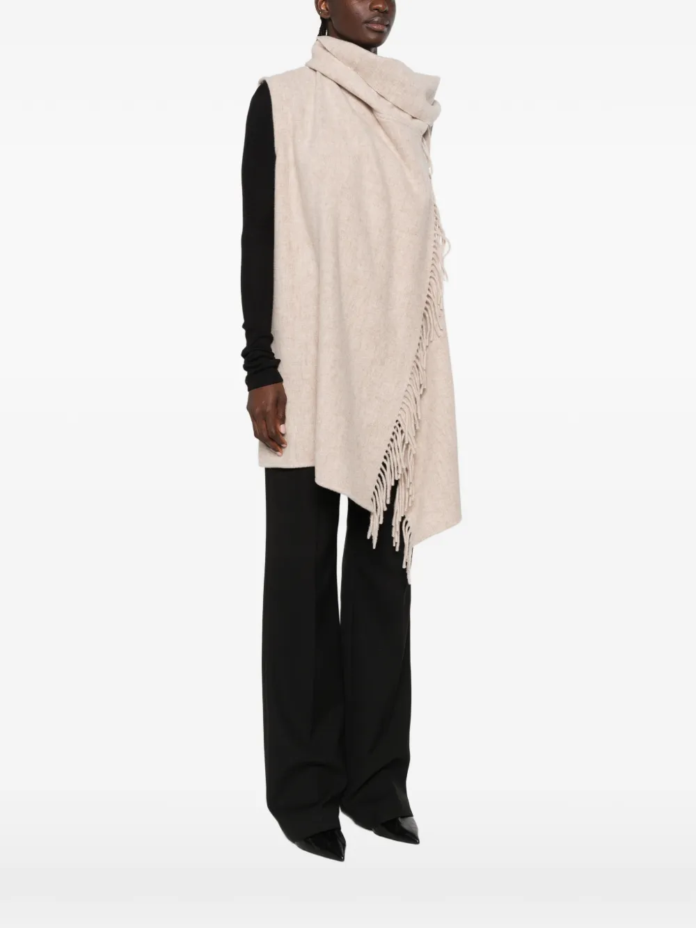 Fabiana Filippi Gilet met franje Beige