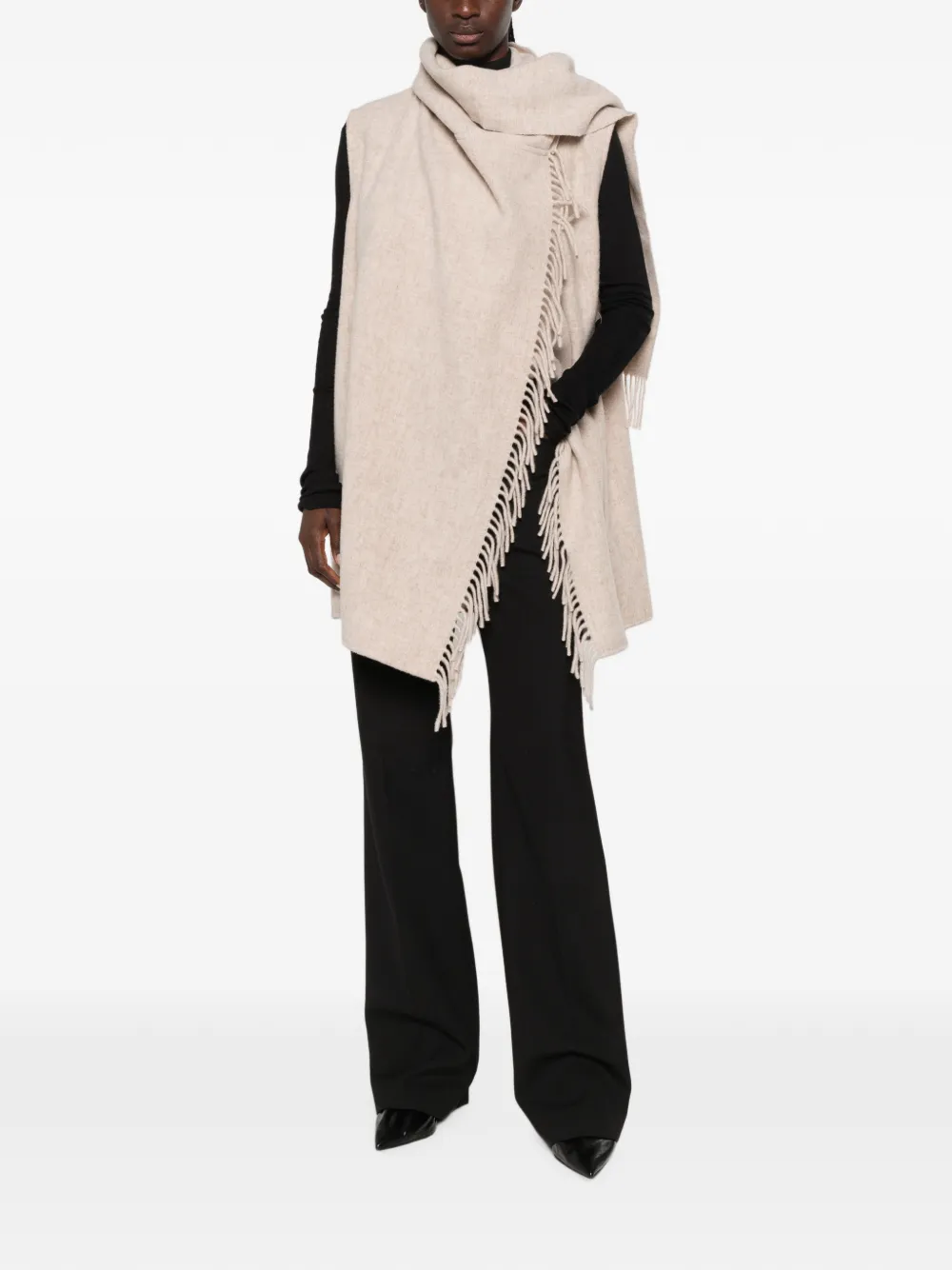 Fabiana Filippi Gilet met franje Beige
