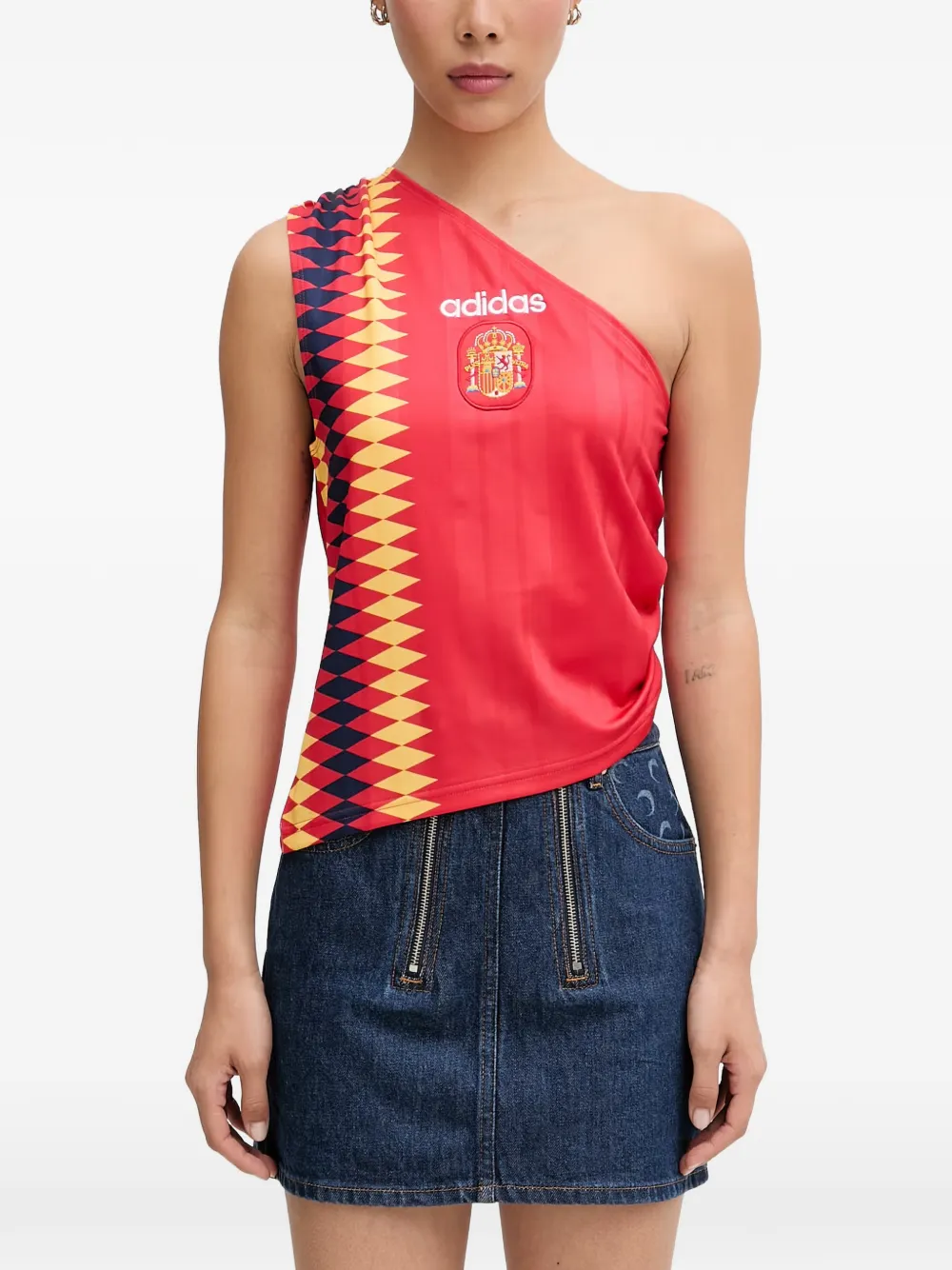 adidas Spain one-shoulder top Rood