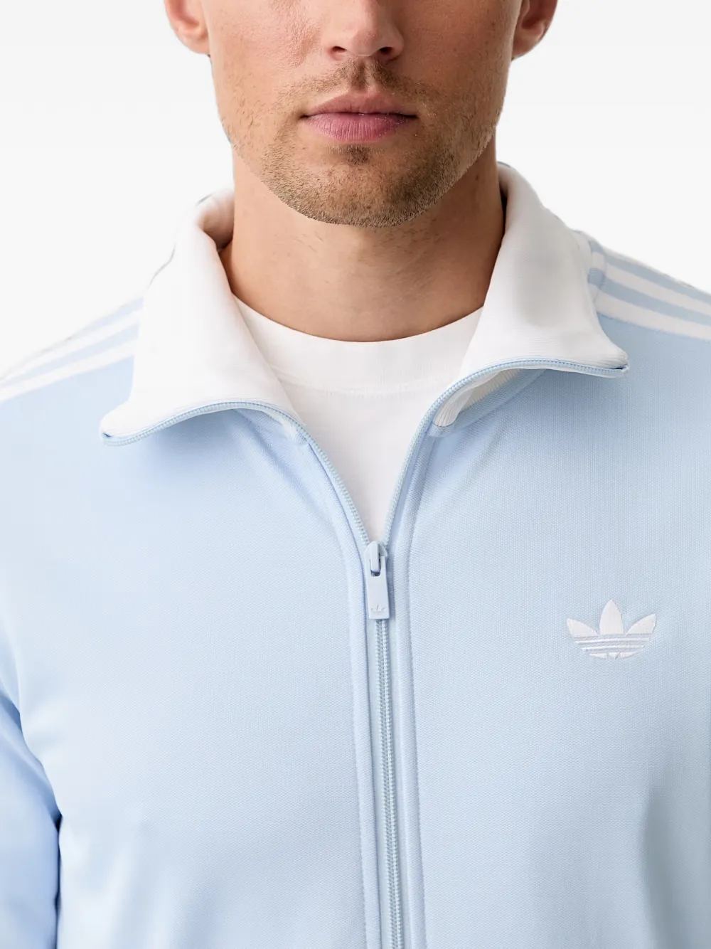 adidas embroidered-logo zip-up jacket Blauw