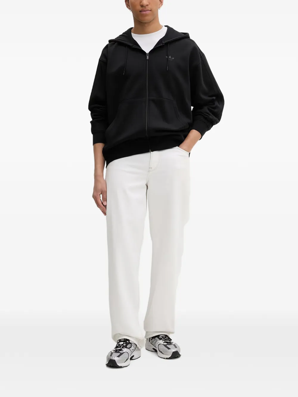adidas Adicolor oversize zip-up hoodie Zwart