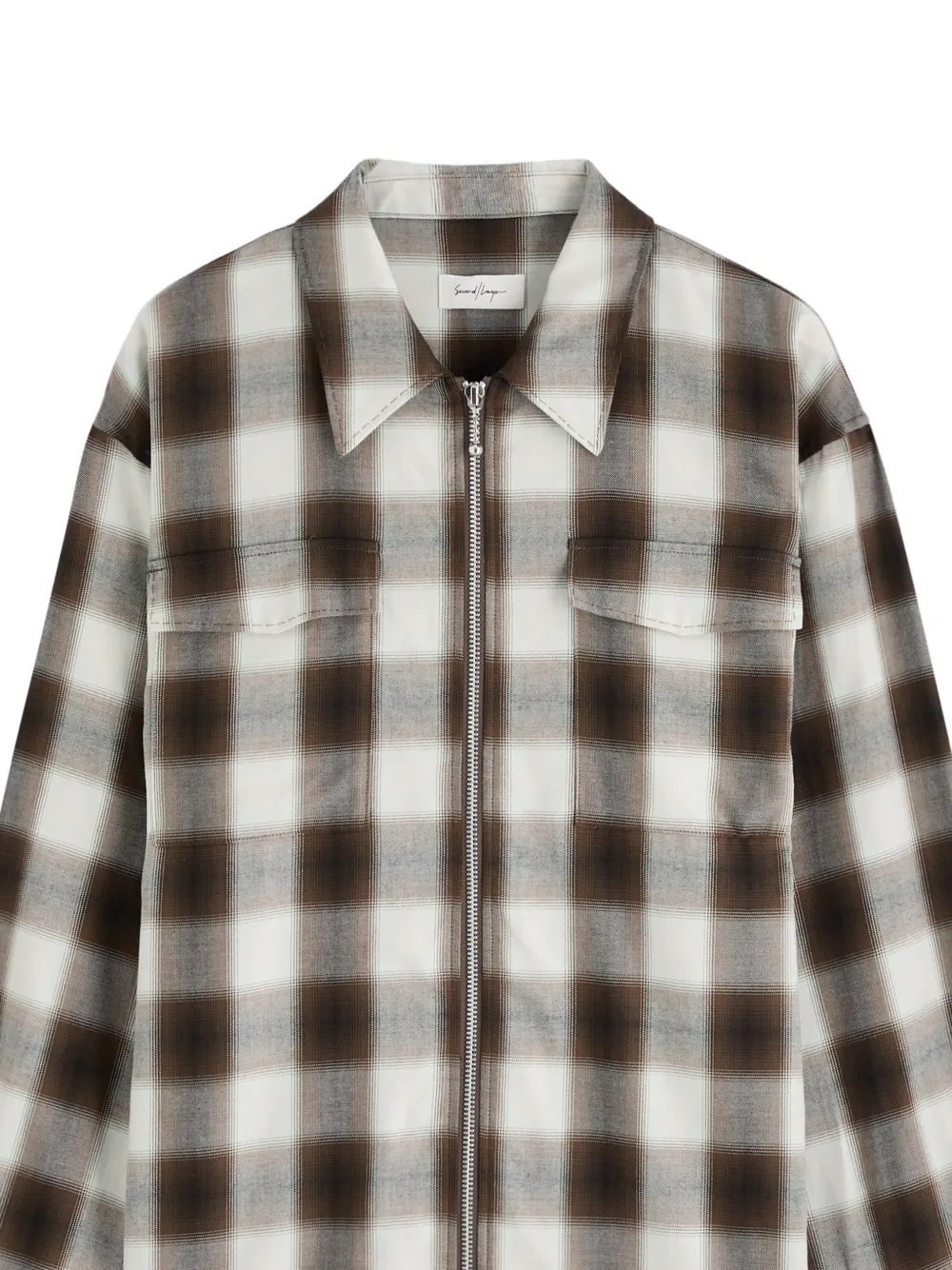  Second/layer Checked Zip-up Shirt - Marrón 