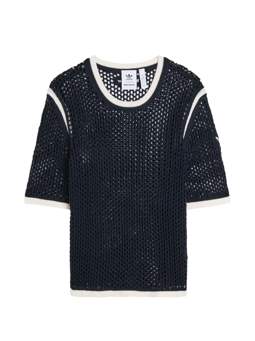 adidas x Wales Bonner open-knit contrast-trim T-shirt - Blau
