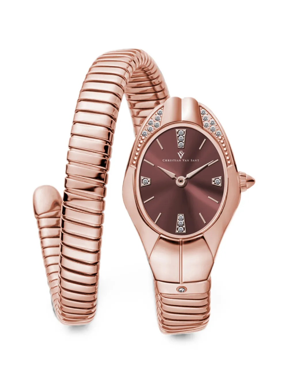 CHRISTIAN VAN SANT Naga crystal-embellished 22mm watch - Marrone