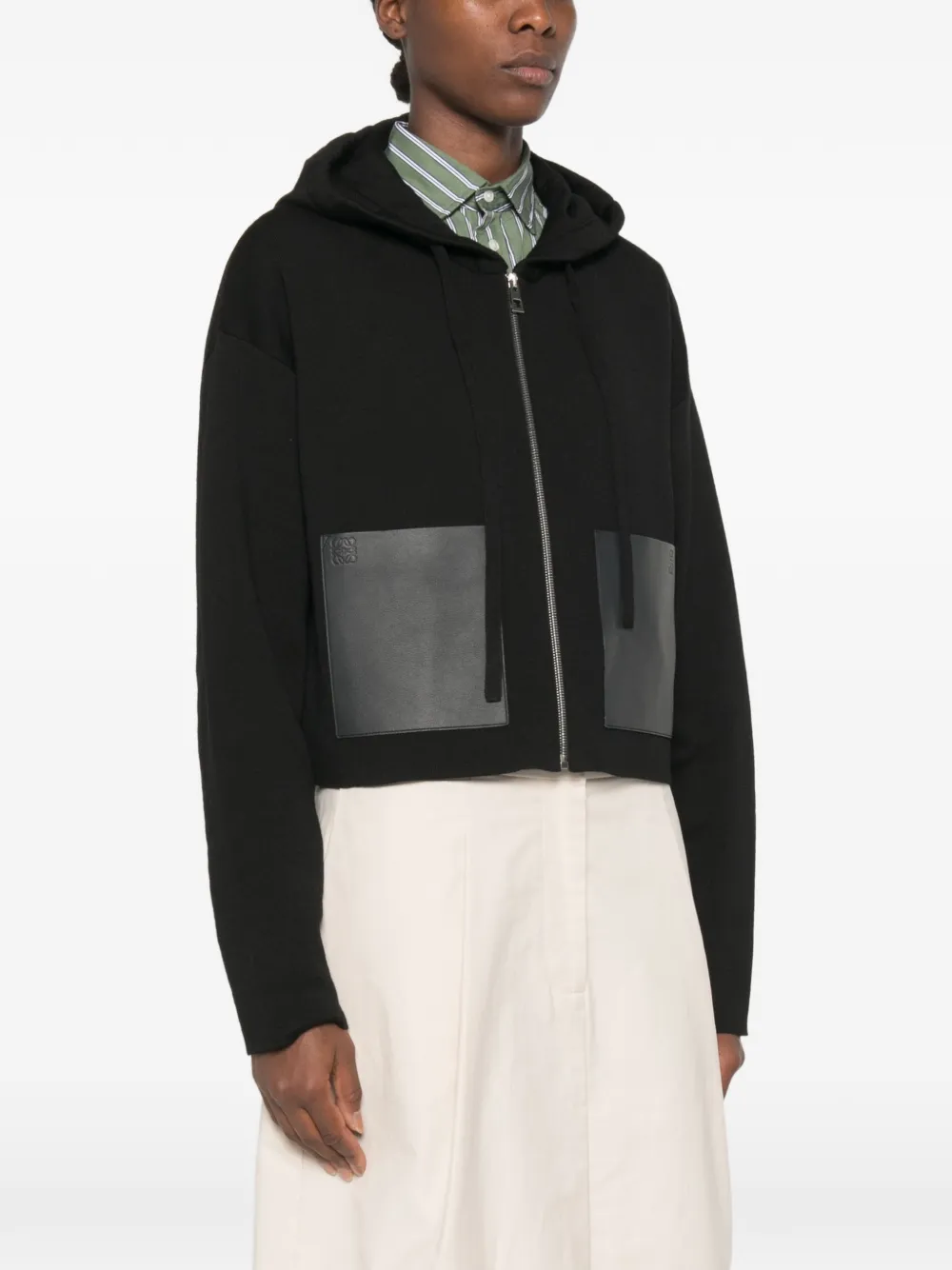 LOEWE Wollen hoodie met rits Zwart