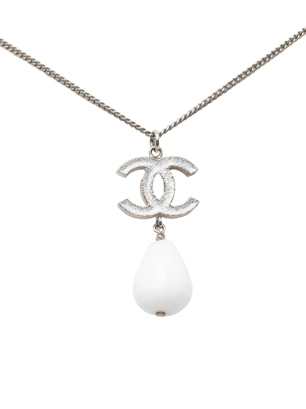 CHANEL Pre-Owned Collana in ottone e resina con pendente CC 2010 - Argento