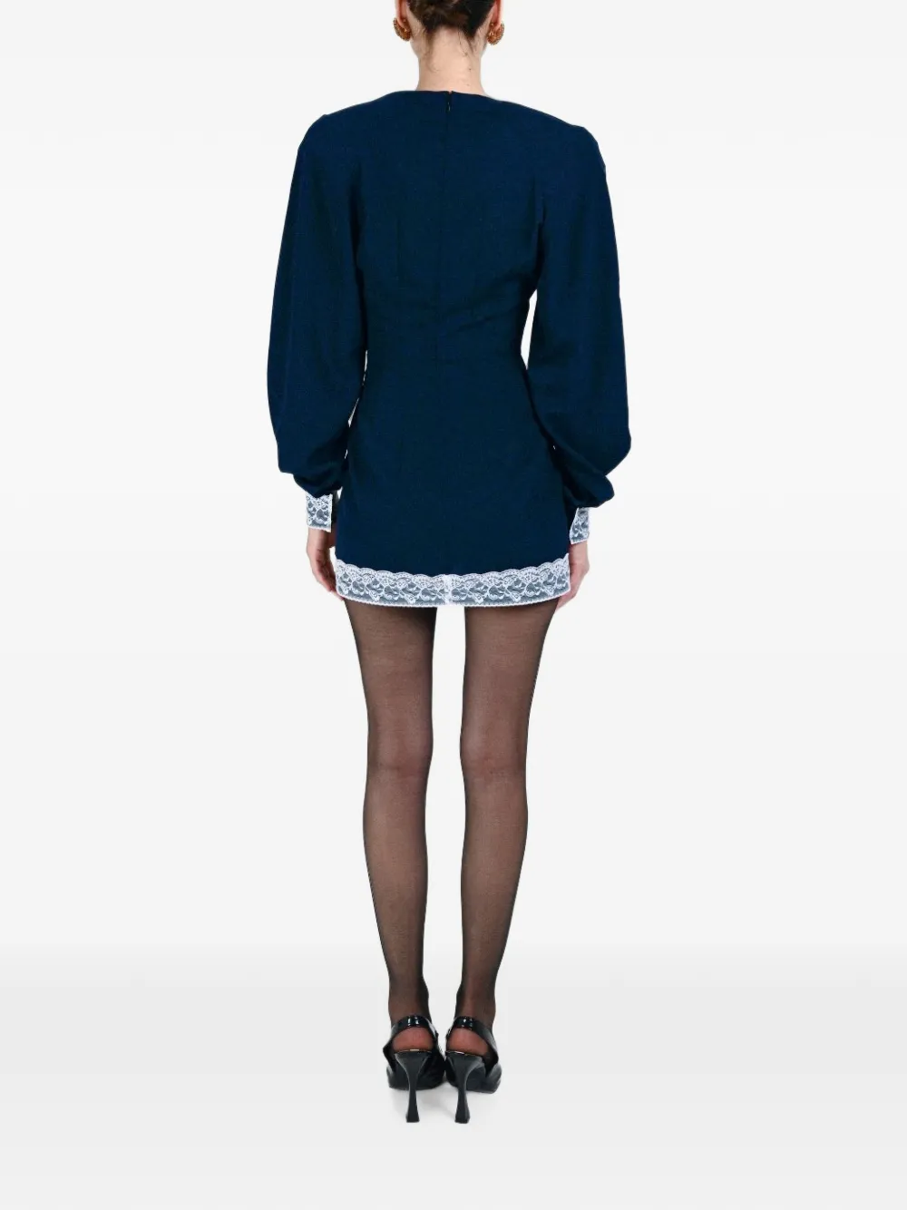 Rowen Rose Jurk met kanten afwerking en keyhole-detail Blauw