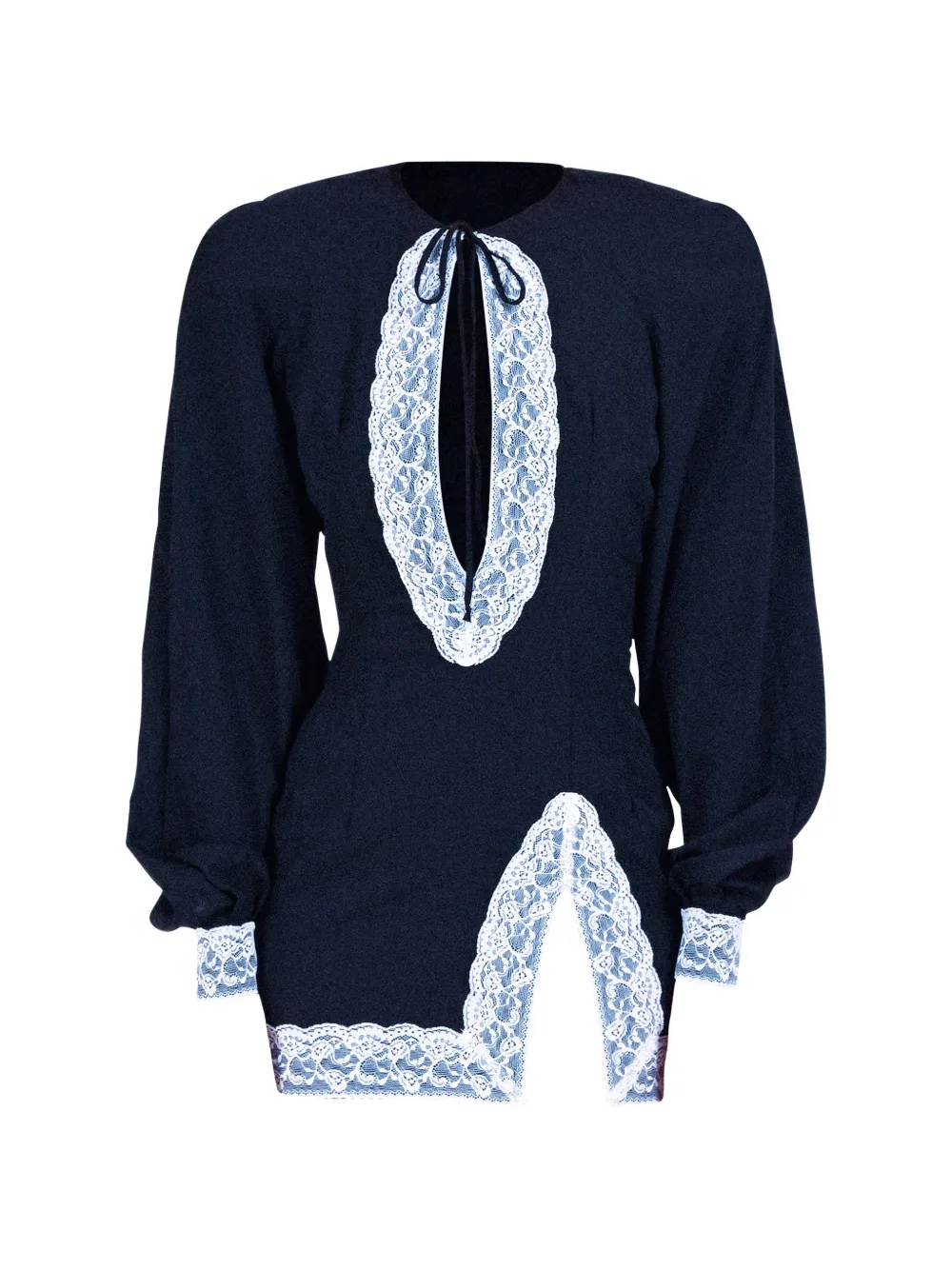 Rowen Rose lace-trim keyhole-detail dress - Blu