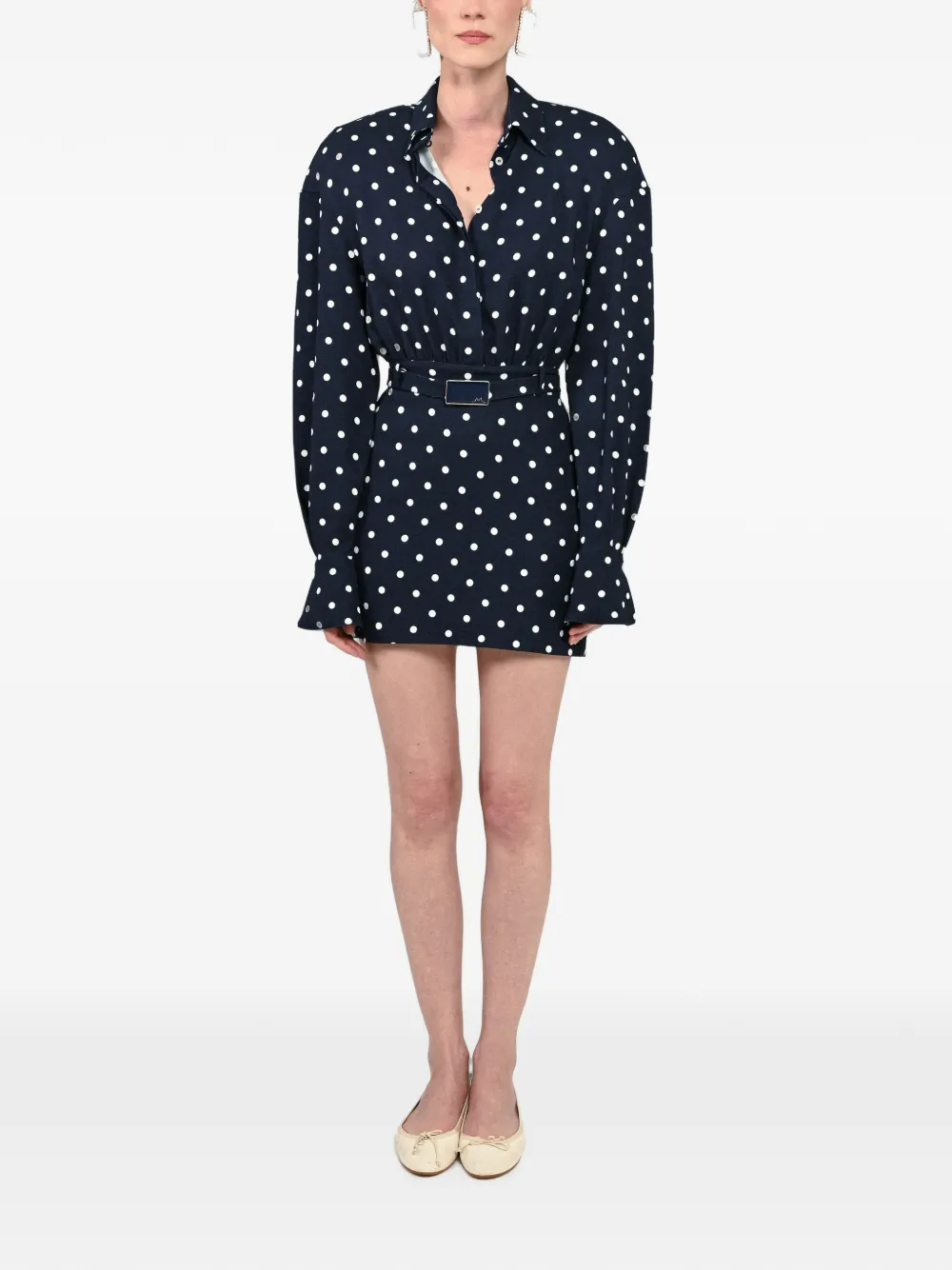 Rowen Rose polka-dot belted dress - Blu