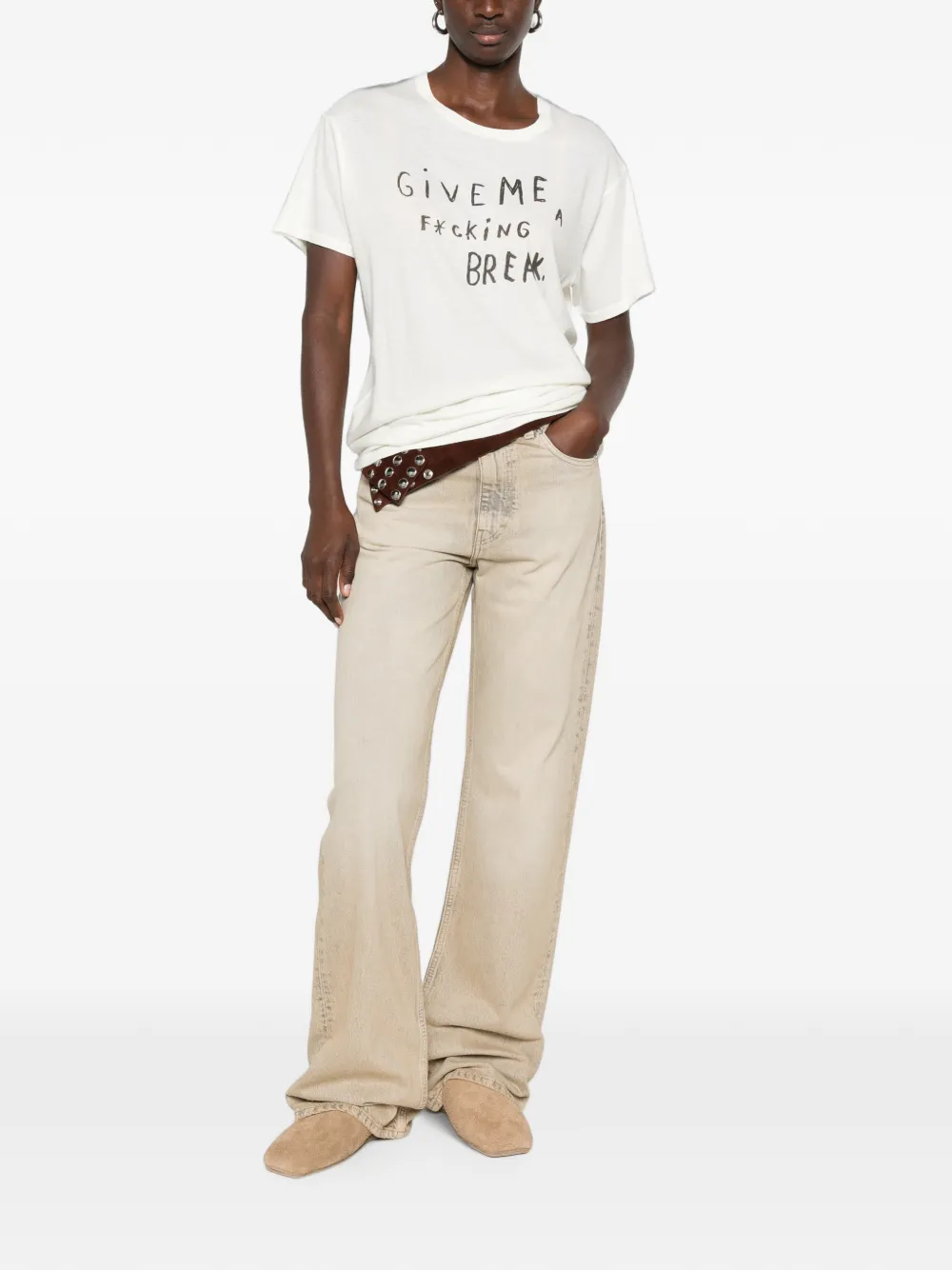 R13 Give Me A Break Boy T-shirt Beige