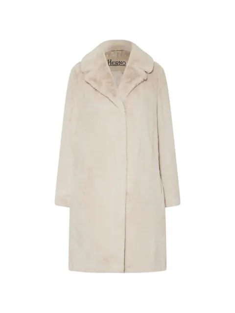 Herno concealed-fastening faux-fur coat