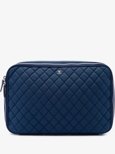CHANEL Pre-Owned 2012-2013 CC Quilted Nylon Laptop Case business bag