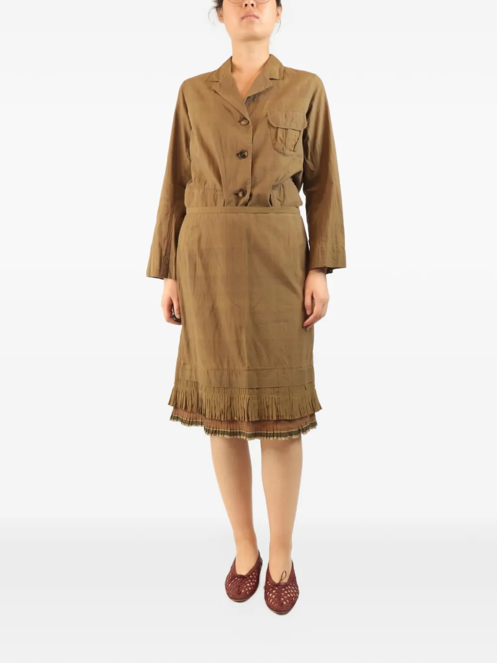 Dosa Tailleur in cotone con gonna - Verde