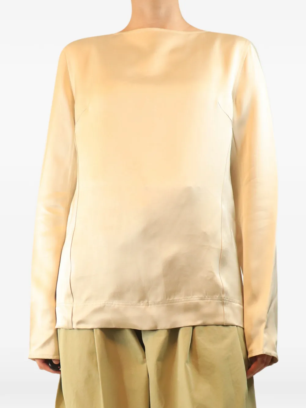 TOTEME satin long-sleeve top - Neutrals