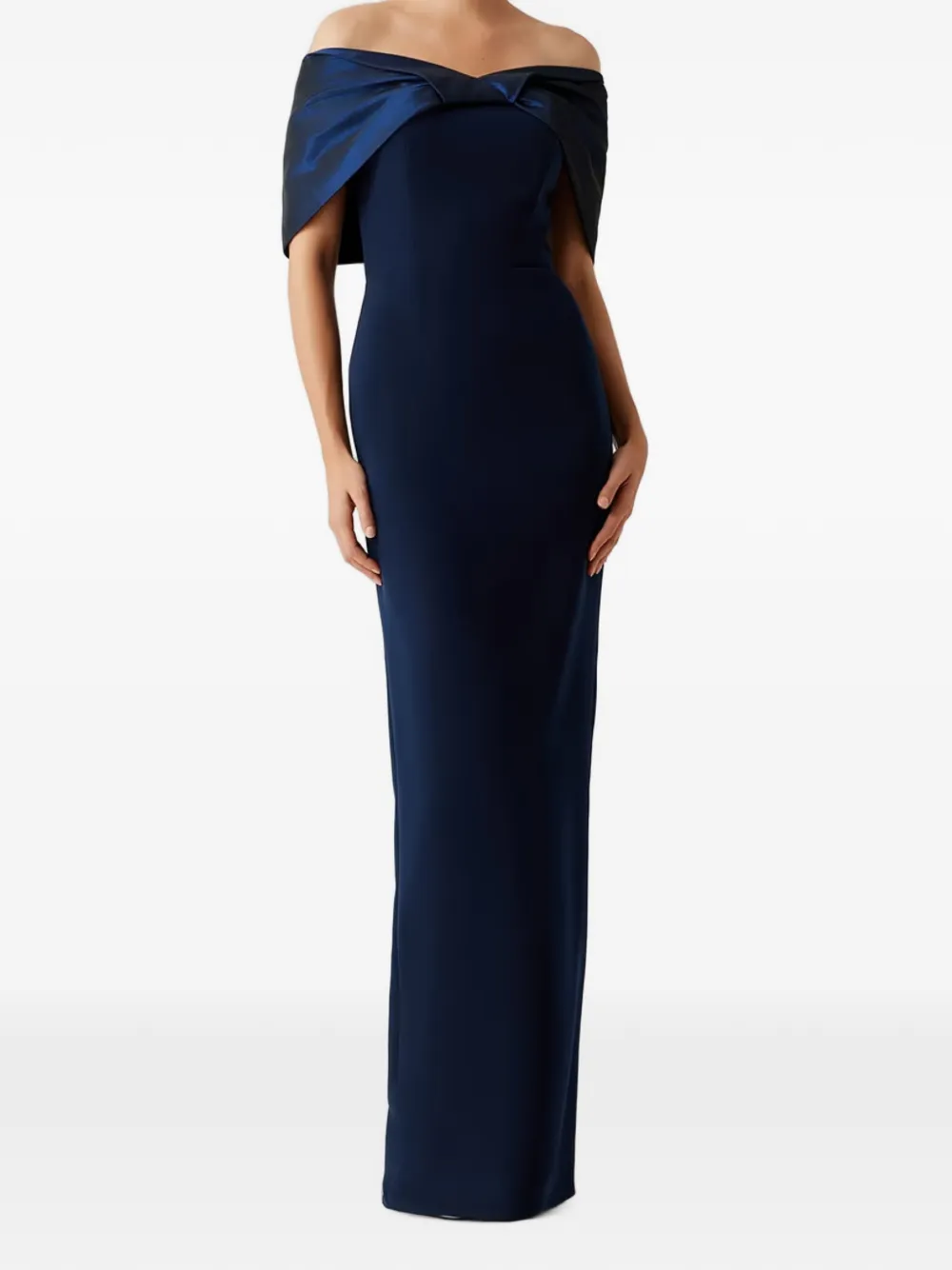 Teri Jon bow-detail crepe gown - Blu