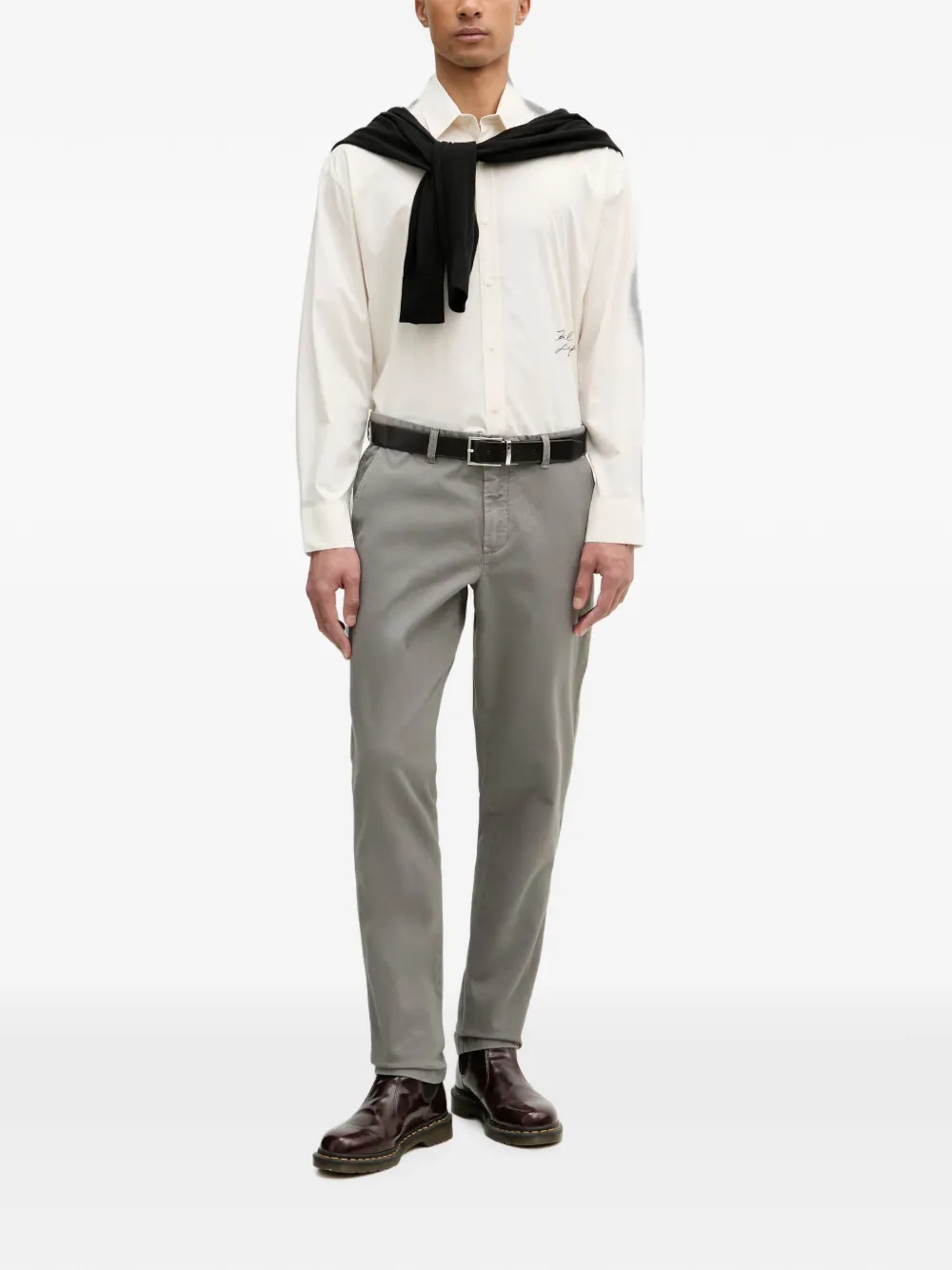 Karl Lagerfeld Katoenen overhemd met logo-print en knopen Beige