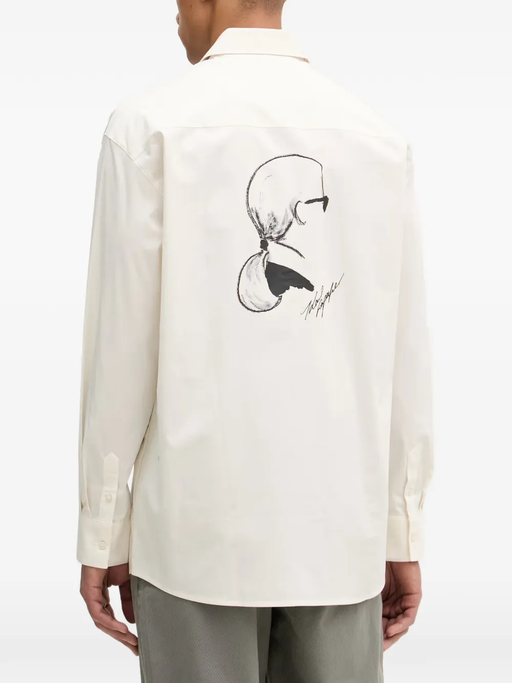 Karl Lagerfeld Katoenen overhemd met logo-print en knopen Beige