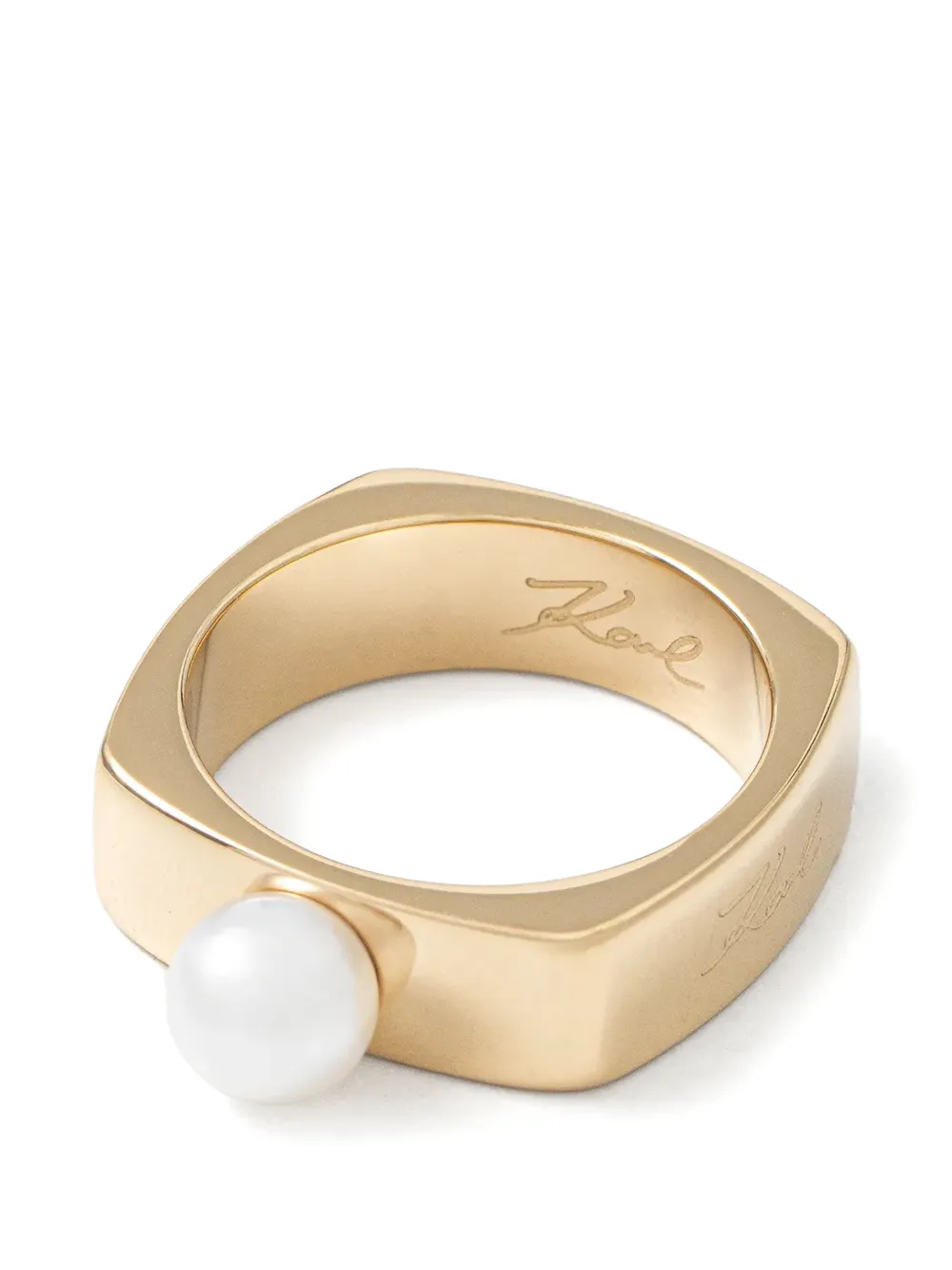 Karl Lagerfeld faux-pearl square ring - Oro
