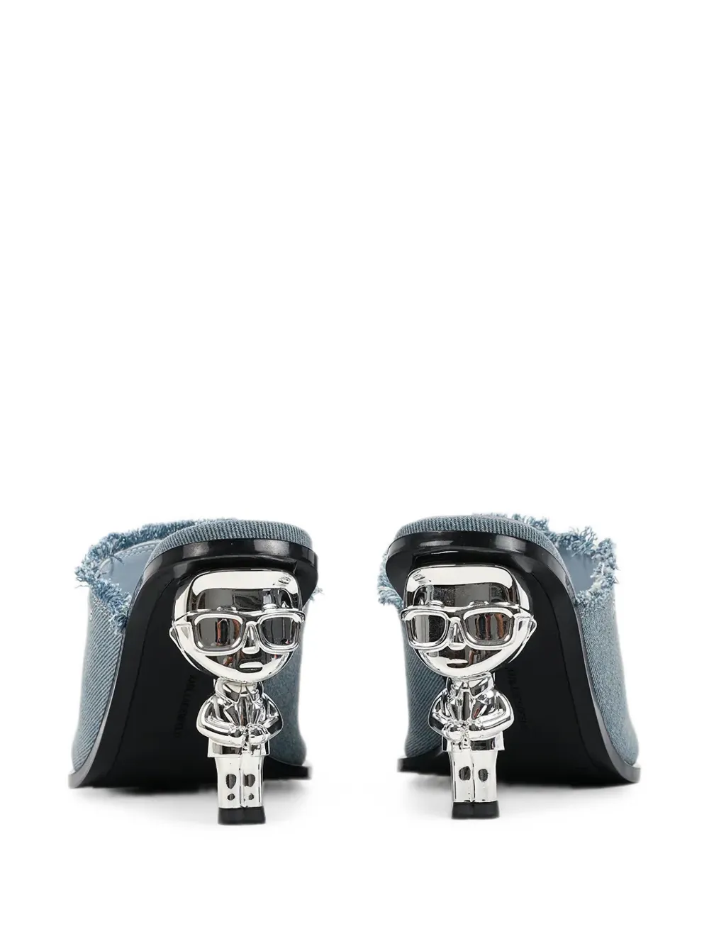 Karl Lagerfeld logo-detail frayed heeled sandals Blauw