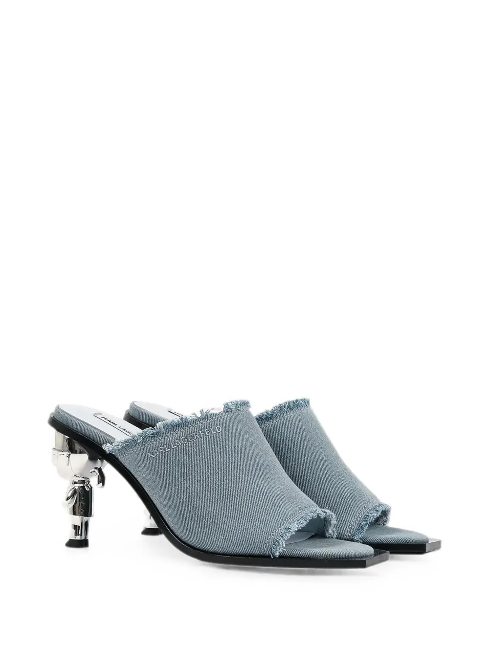 Karl Lagerfeld logo-detail frayed heeled sandals Blauw
