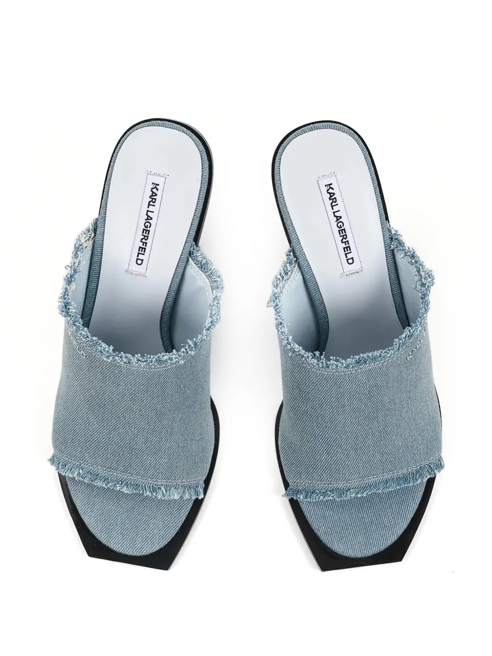 Karl Lagerfeld logo-detail frayed heeled sandals Blauw