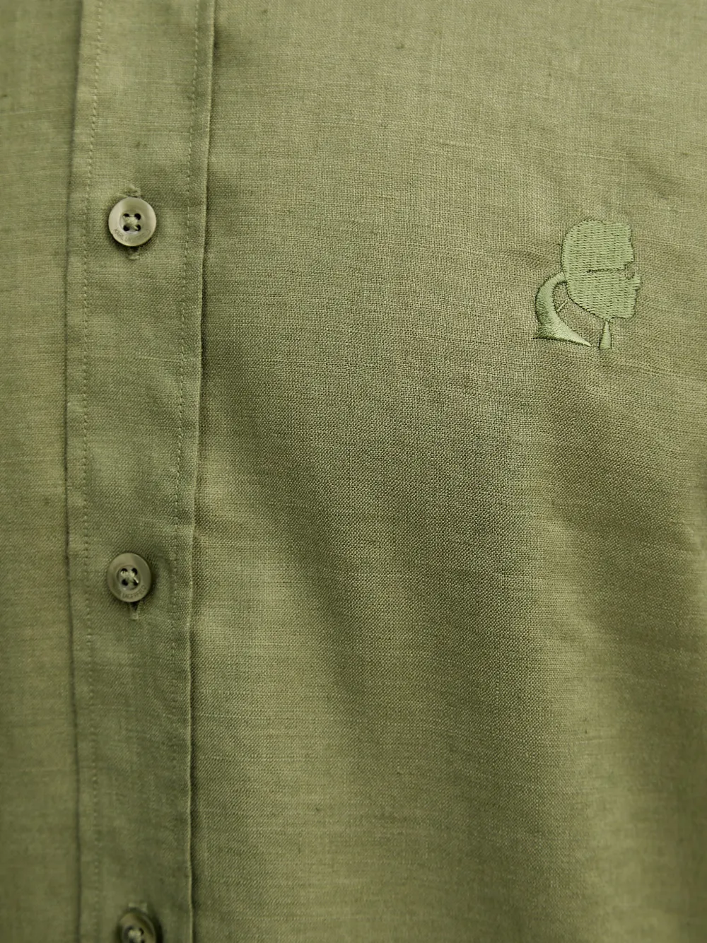 Karl Lagerfeld Linnen overhemd met geborduurd logo Groen