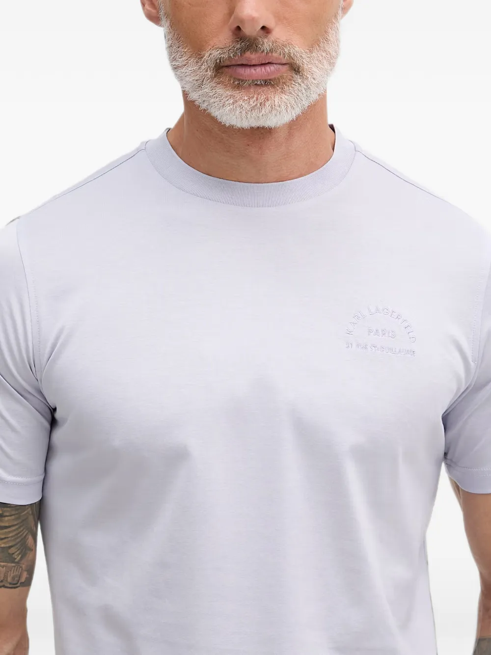 Karl Lagerfeld Katoenen T-shirt met geborduurd logo Paars