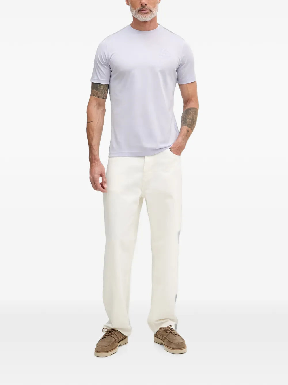 Karl Lagerfeld Katoenen T-shirt met geborduurd logo Paars