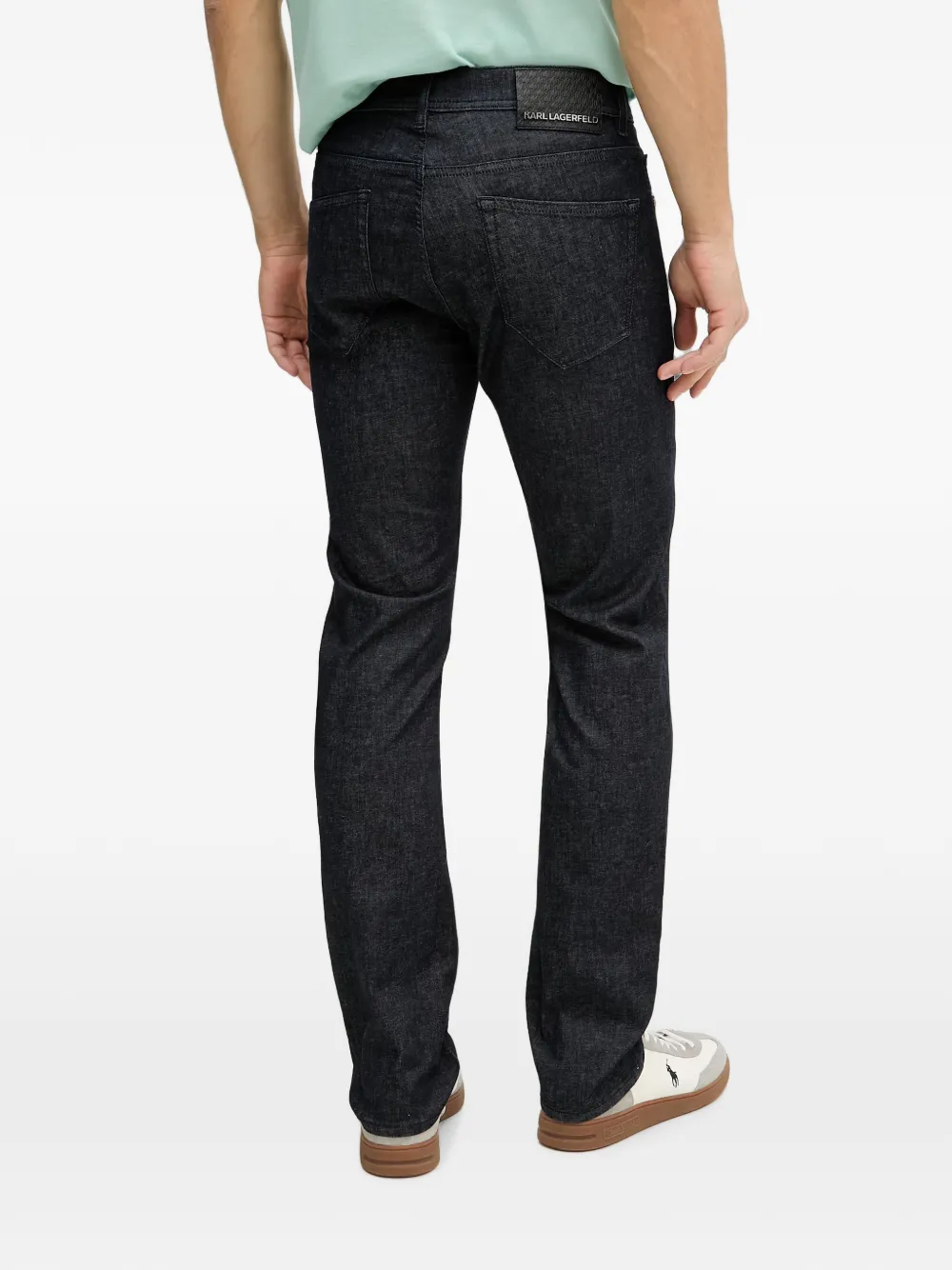 Karl Lagerfeld Regular-fit denim jeans met logo-patch Blauw