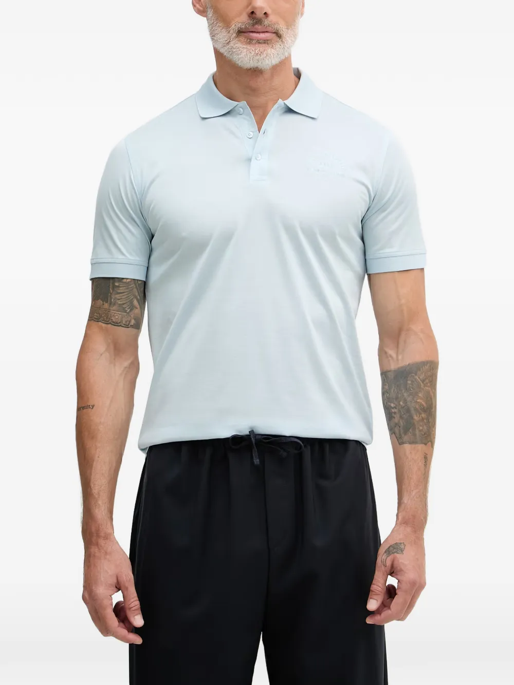 Karl Lagerfeld logo-embroidered polo shirt - Blau